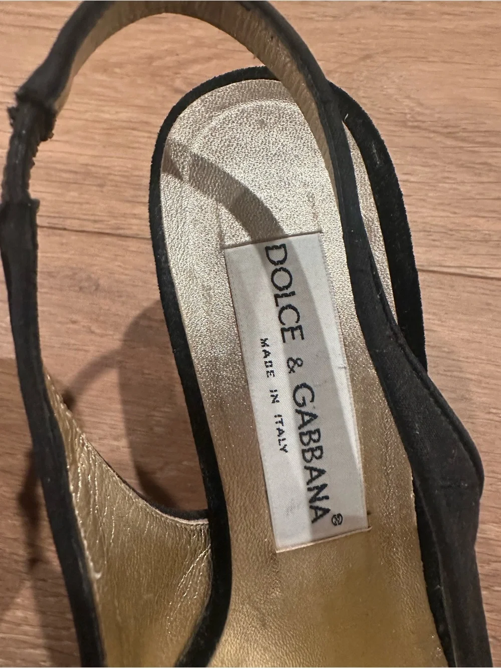 Dolce & Gabbana Black Pointed Toe Slingback Heels